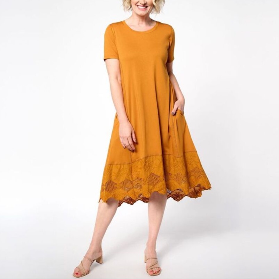 Logo By Lori Goldstein Women's Plus Sz S Dress Knit Orange